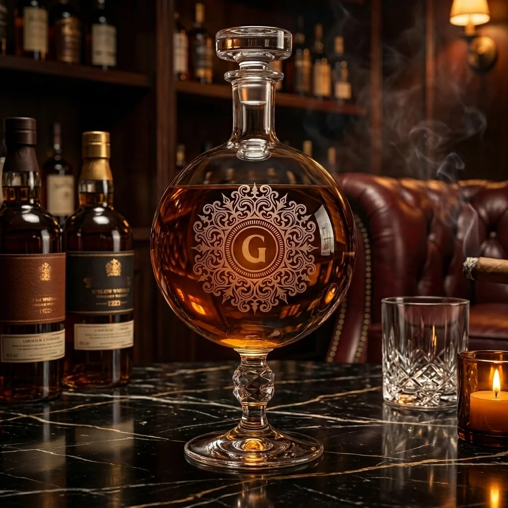 Custom engraved Baccarat crystal decanter